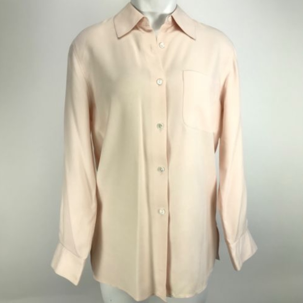 Ann Taylor Women’s Blouse Pink Size 4 Silk Button